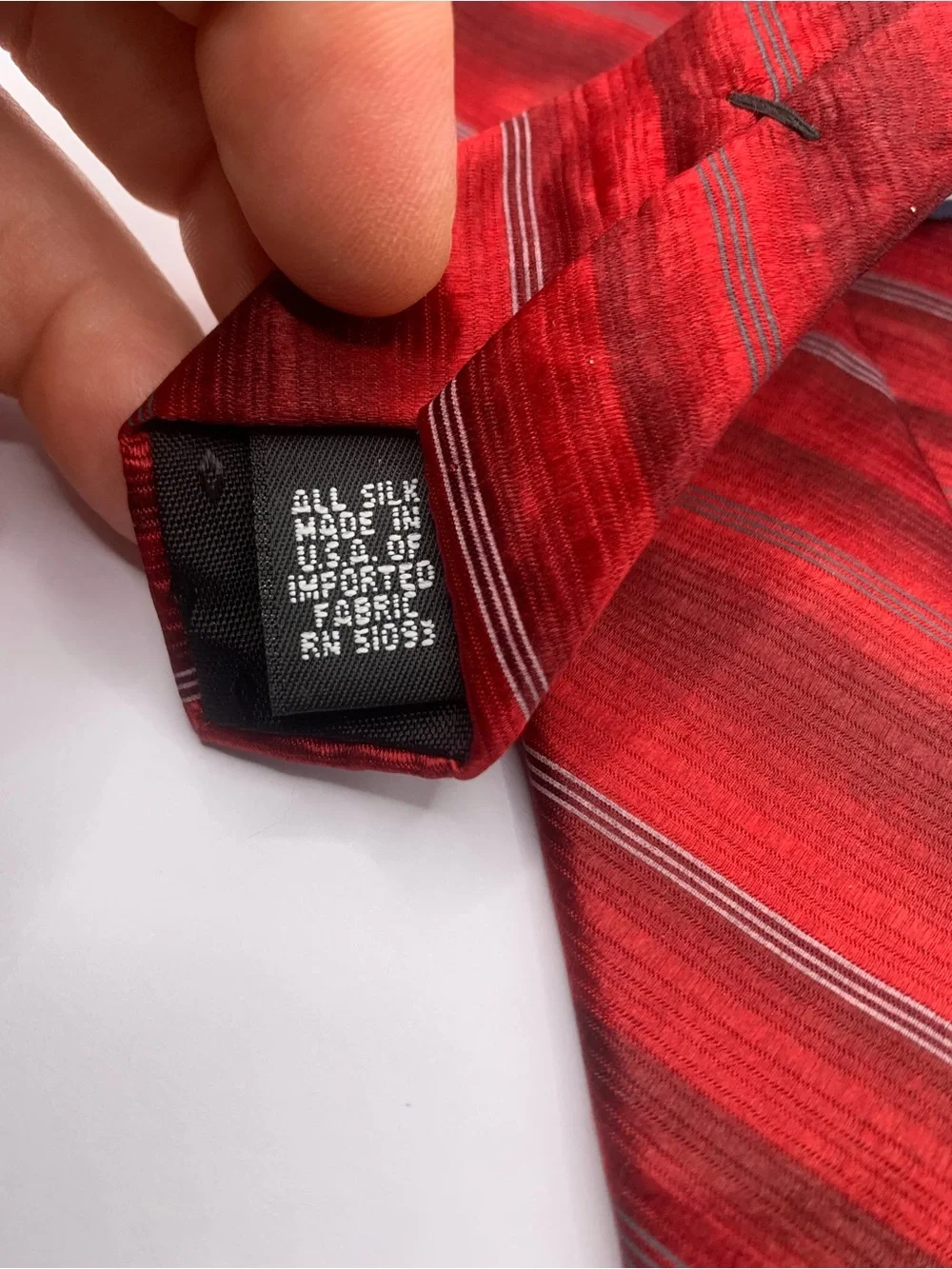 Puritan NWOT Red Striped Men's Tie with Subtle Silver Lines business interview